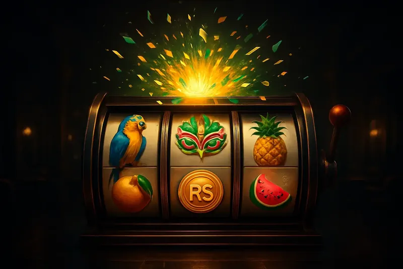 Caça-Níqueis Brasileira Vibrante Máquina de caça-níqueis brasileira com símbolos tropicais e jackpot explosivo